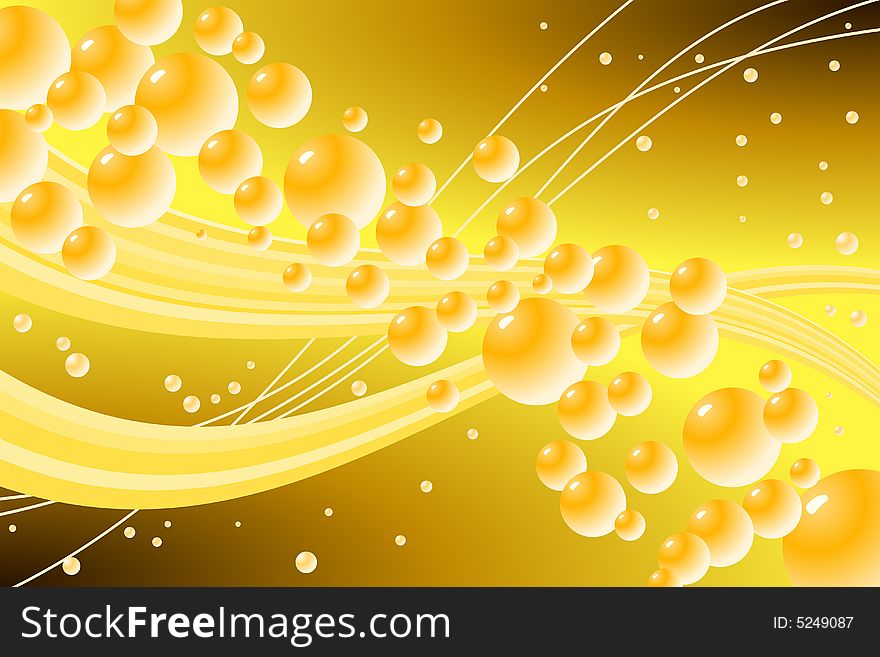 Vector illustration of gold bubble background