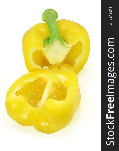 Isolated big Ñut yellow paprika against white. Isolated big Ñut yellow paprika against white