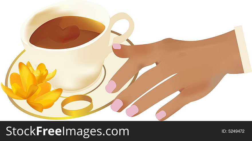 Hand is going to to take ring. One cup. Hand is going to to take ring. One cup.