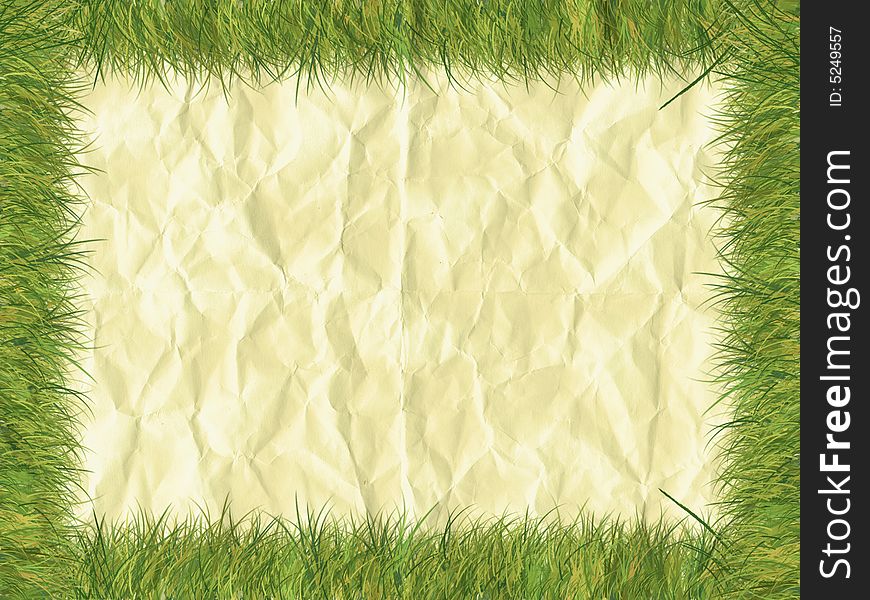 Grass border on paper - digital illustration
