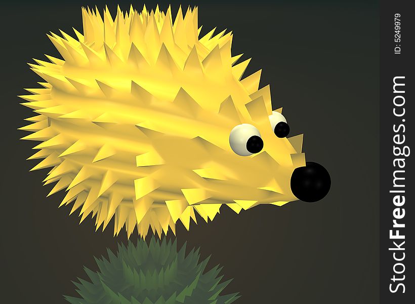 The illustration representing the drawn hedgehog in animated style