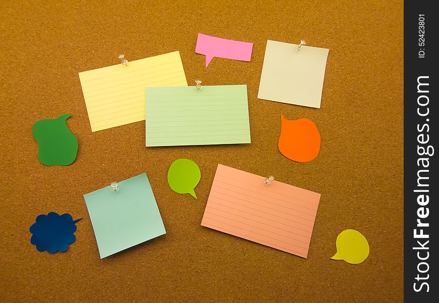 Colorful Balloons And Notes (Cork Board Background)