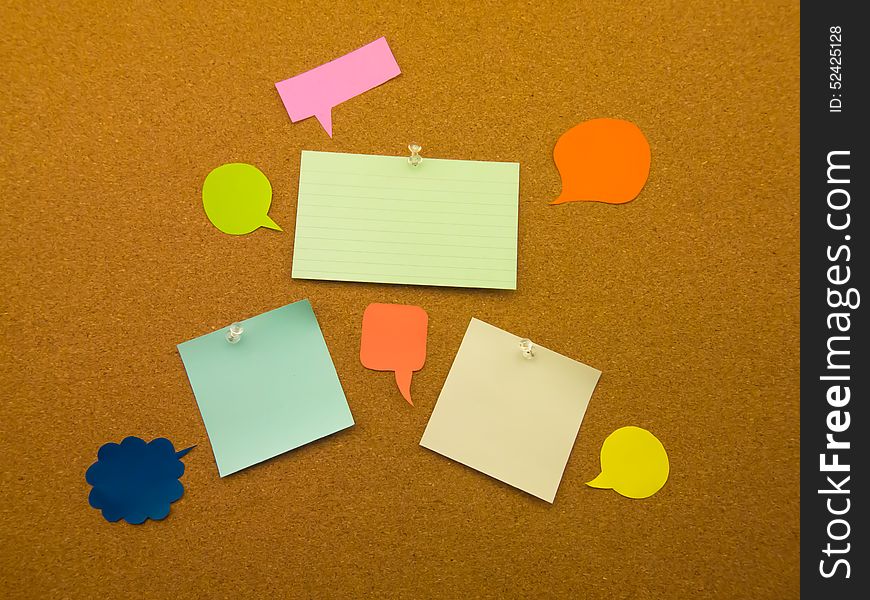 Colorful Balloons and Notes (Cork Board Background)