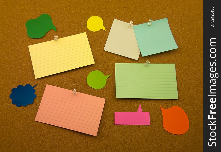 Colorful Balloons and Notes (Cork Board Background)