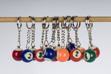 Miniature Pool Ball Keyrings Stock Images
