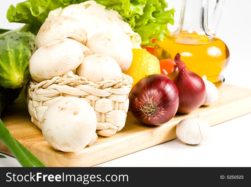 Fresh vegetables isolated on a white background.