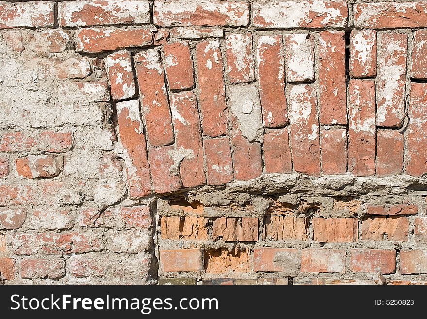 Old brick wall. Abstract texture. Close up.