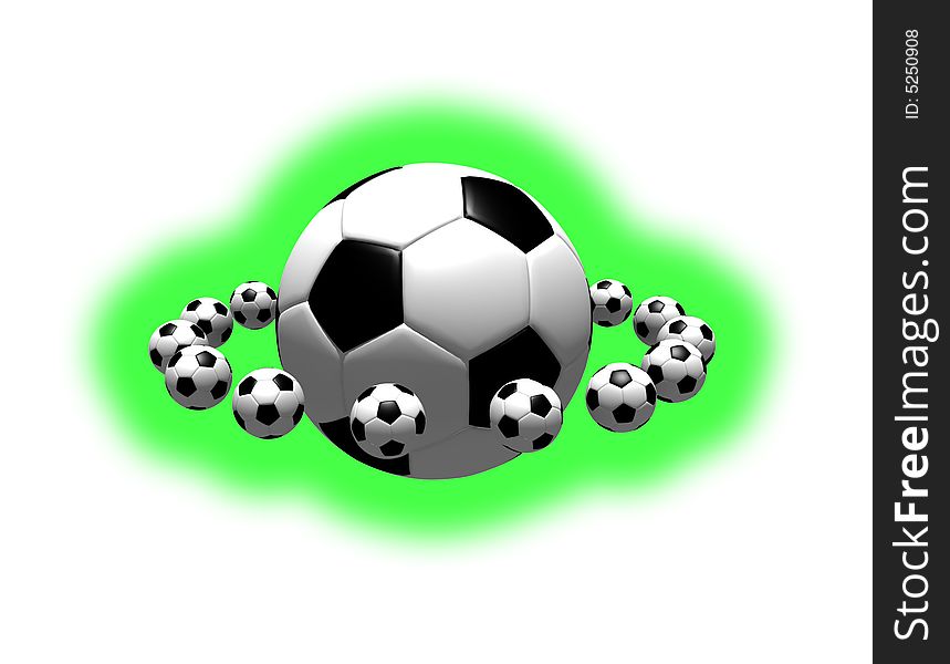 Soccer balls in the air - 3d illustration