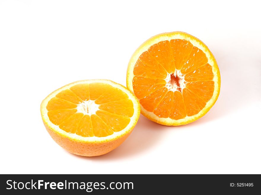 Photo of the two oranges in isolate. Photo of the two oranges in isolate