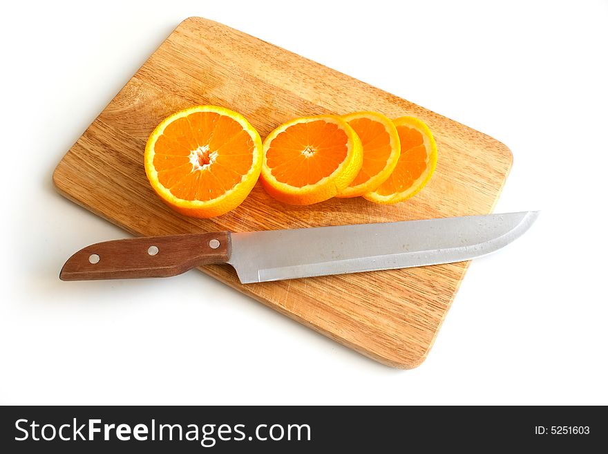 Photo of the oranges on the board. Photo of the oranges on the board