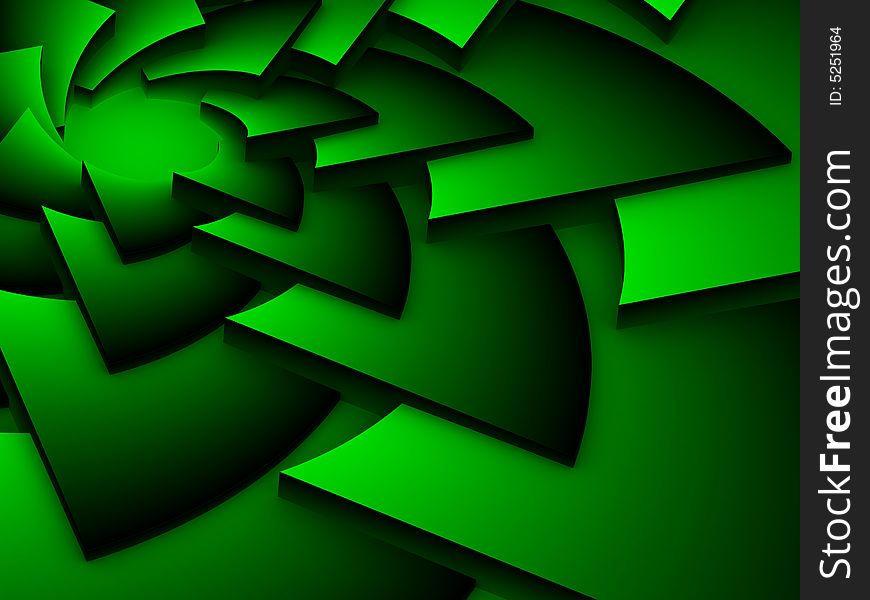 Green 3D Abstract spiraling background