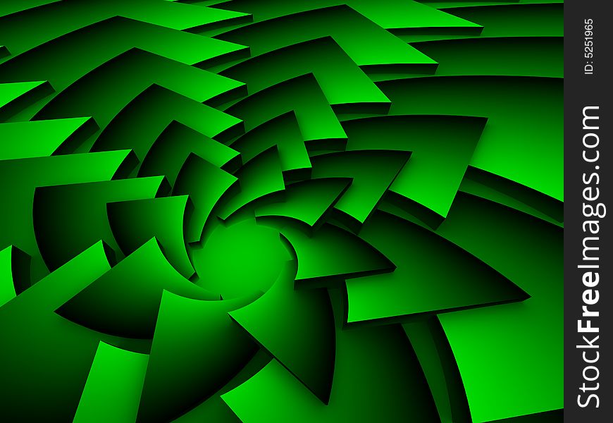 Green 3D Abstract spiraling background