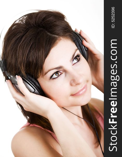 An image of a woman with headphones. An image of a woman with headphones