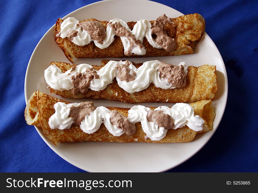 Crape with chocolate - it's as sweet as sugar. Crape with chocolate - it's as sweet as sugar