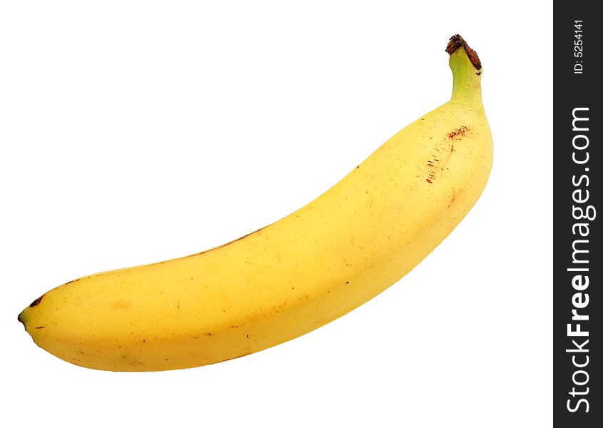 Banana over white. Clothed. Isolated.