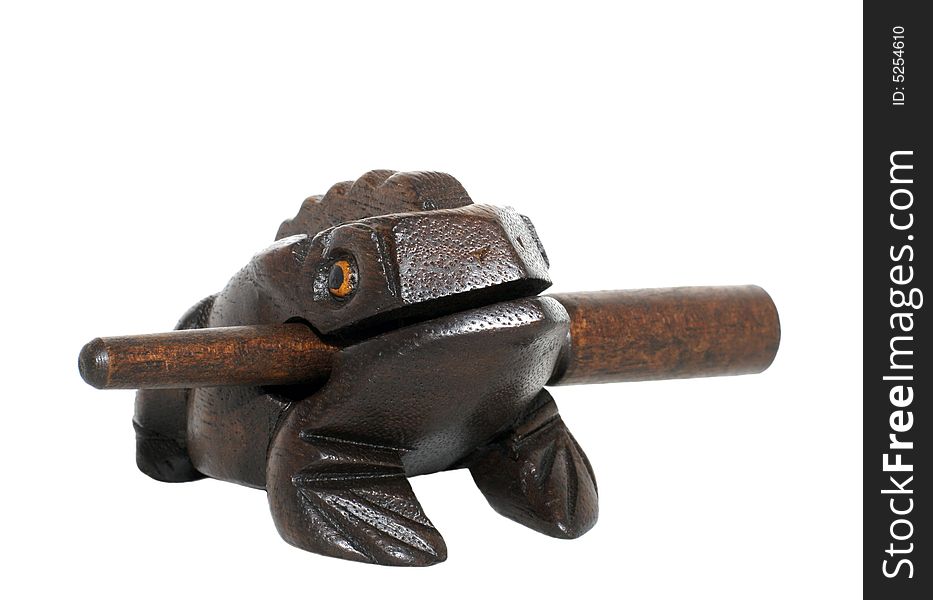 Handmade  african wooden frog, isolated