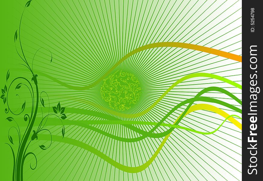 Abstract illustration with curves in green. Abstract illustration with curves in green