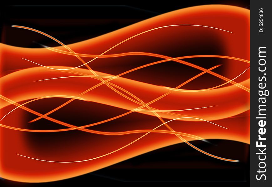 Orange fiery waves - abstract digital illustration