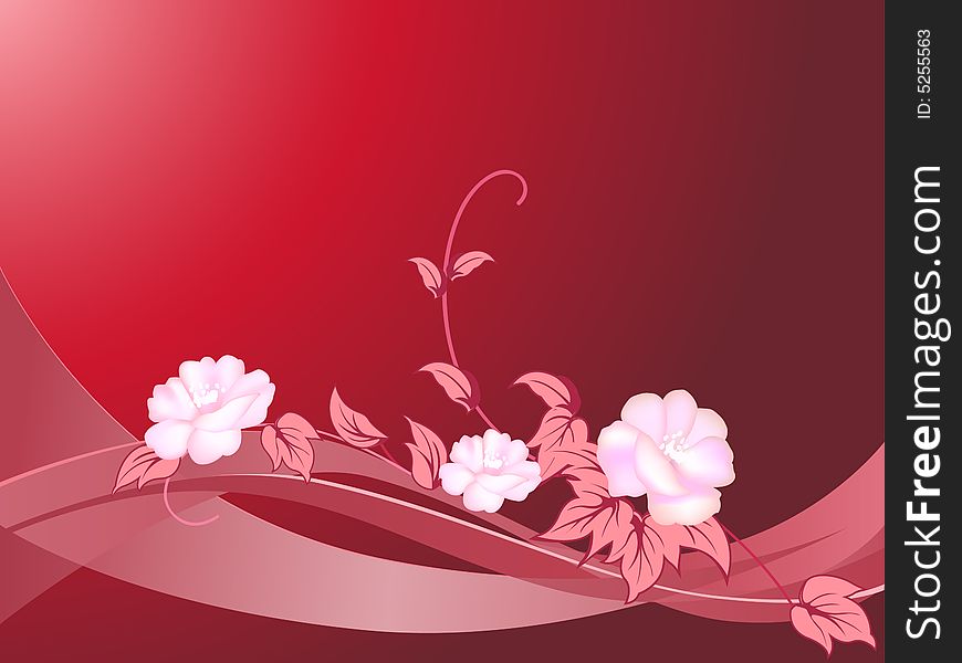 Pink floral and curl pattern on red background. Pink floral and curl pattern on red background