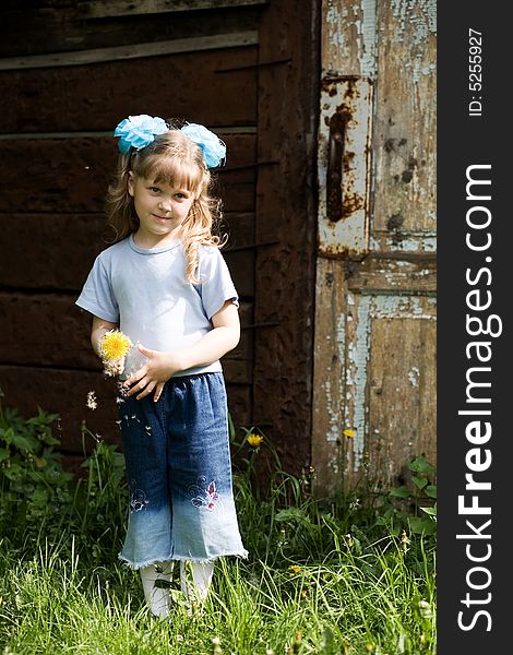 An image of girl with dandelion