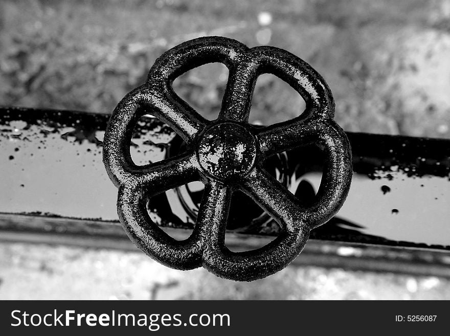 Antique valve piece in black and white version