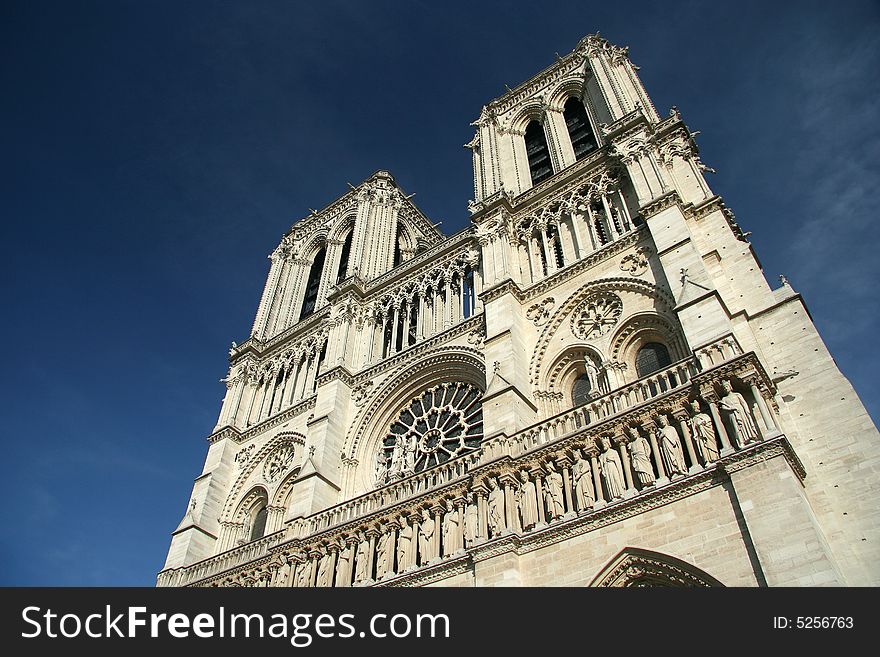 Famous french cathedral Notre Dame with sky. Famous french cathedral Notre Dame with sky