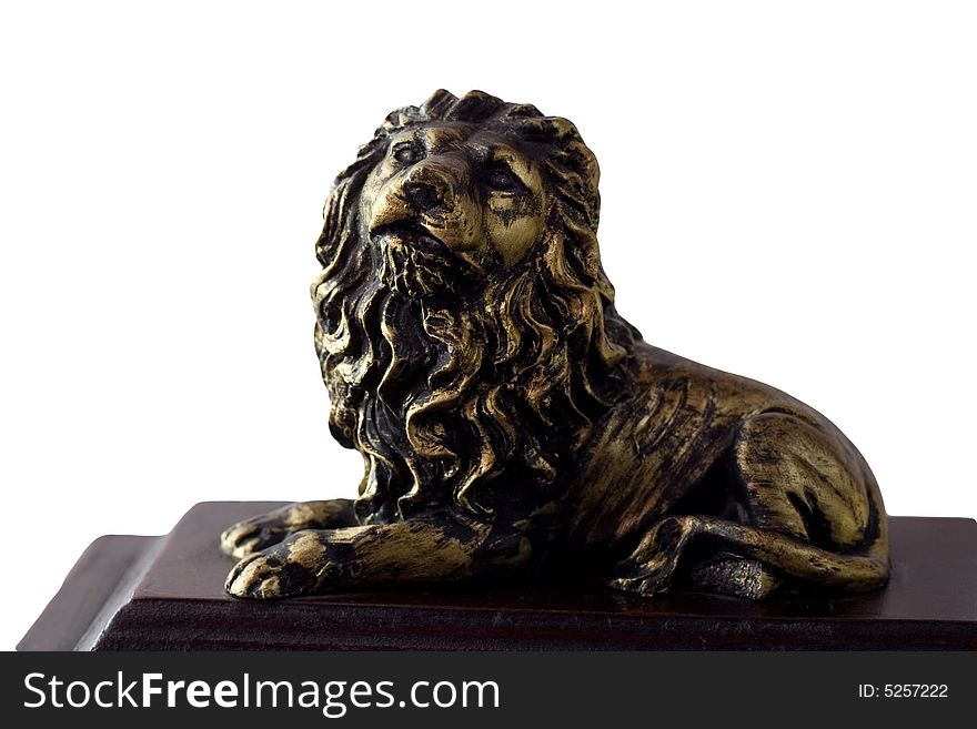 Lion statue isolated on white background