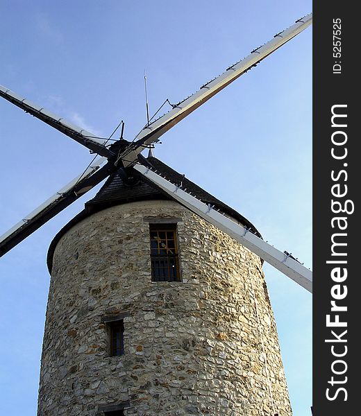 Stone french windmill view from bottom