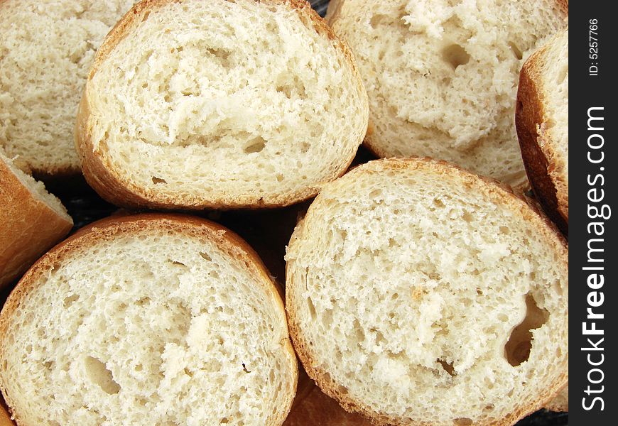 White bread pieces outdoor closeup