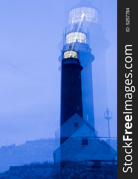 Lighthouse, lights, tower, sea, blue, Lista, house, zoom, night, winter. Lighthouse, lights, tower, sea, blue, Lista, house, zoom, night, winter