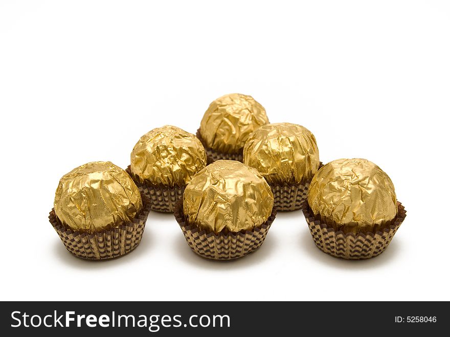 Chocolate Candies Are In The Gold Wrapping