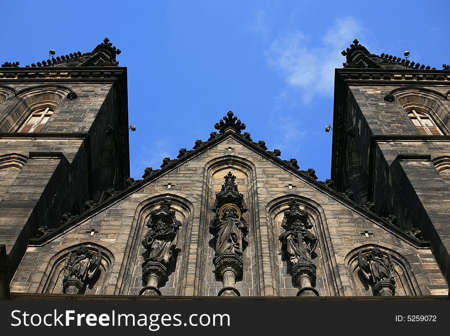 Gothic church of St. Peter and Paul on Vysehrad in Prague. Established in 1st half of 11 century, last rebuild was finished in 1903. Gothic church of St. Peter and Paul on Vysehrad in Prague. Established in 1st half of 11 century, last rebuild was finished in 1903.
