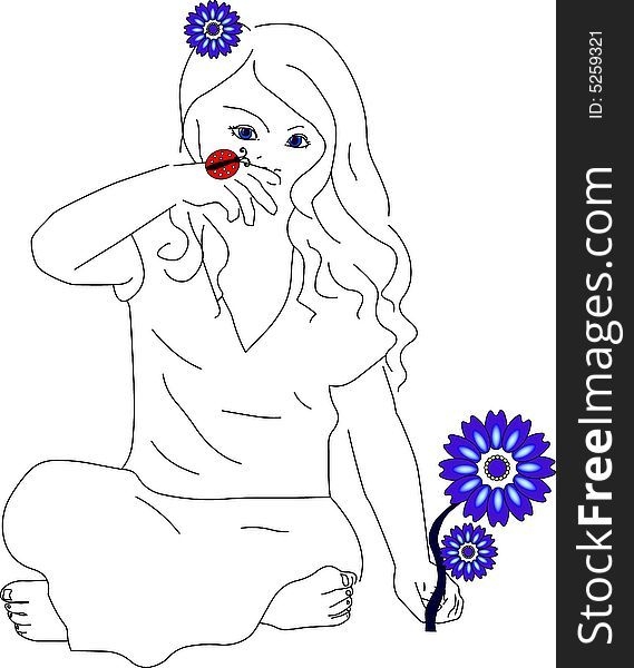 Girl with cornflowers