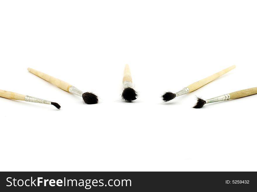 Isolated photo of some brushes for painting