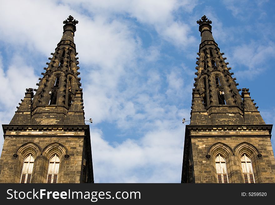 Gothic church of St. Peter and Paul on Vysehrad in Prague. Established in 1st half of 11 century, last rebuild was finished in 1903. Gothic church of St. Peter and Paul on Vysehrad in Prague. Established in 1st half of 11 century, last rebuild was finished in 1903.