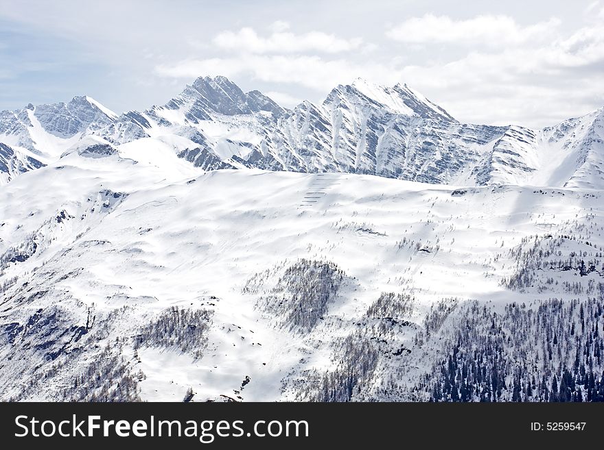 Alpine slopes above Courmayeur in Val D'Aosta, Italy. Alpine slopes above Courmayeur in Val D'Aosta, Italy.