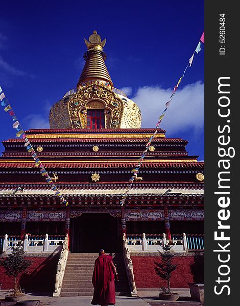 Golden tibetan pagoda, shot in sichuan province, china. Golden tibetan pagoda, shot in sichuan province, china