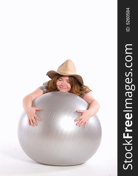 Happy woman with silver ball