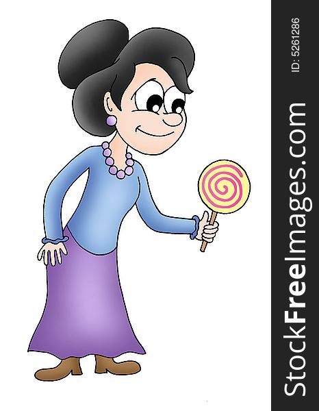 Illustration of women holding lollypop. Illustration of women holding lollypop.