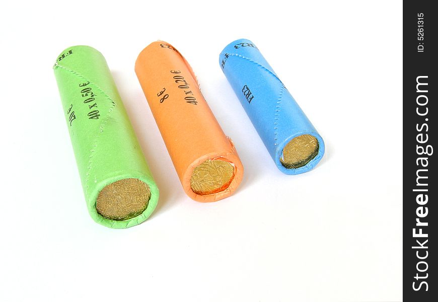 Colored roll of euro money