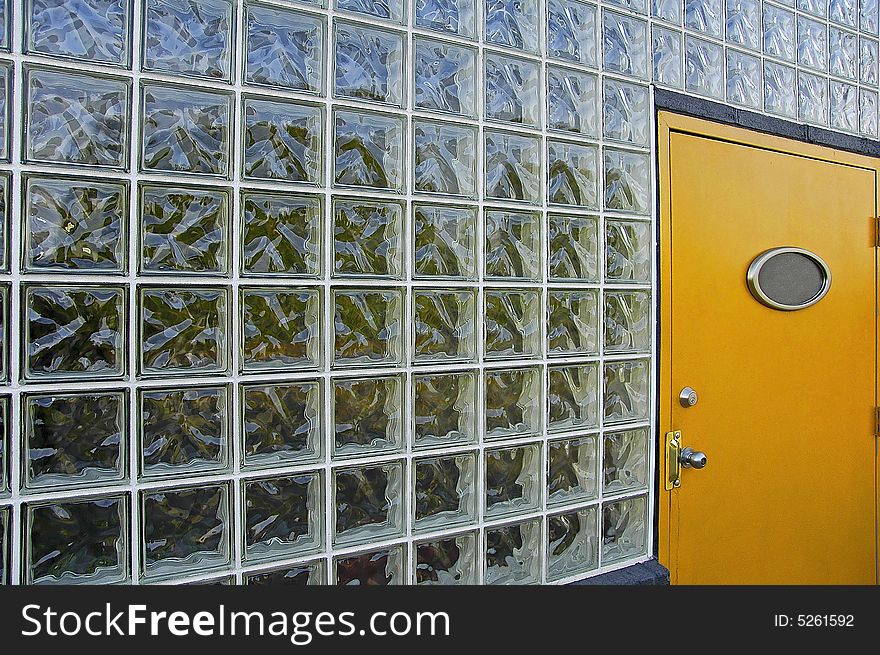 Bright Yellow Door on an Urban Residence. Bright Yellow Door on an Urban Residence