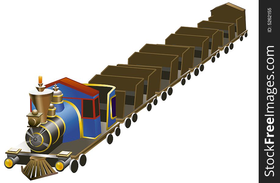 A 3D illustration of mine train as a toy