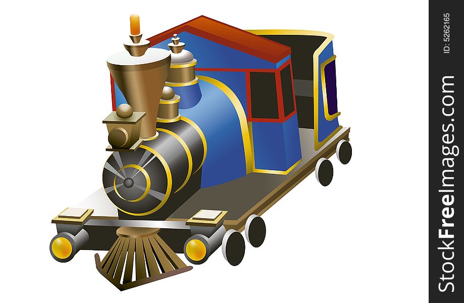 A 3D illustration of head mine train as a toy. A 3D illustration of head mine train as a toy