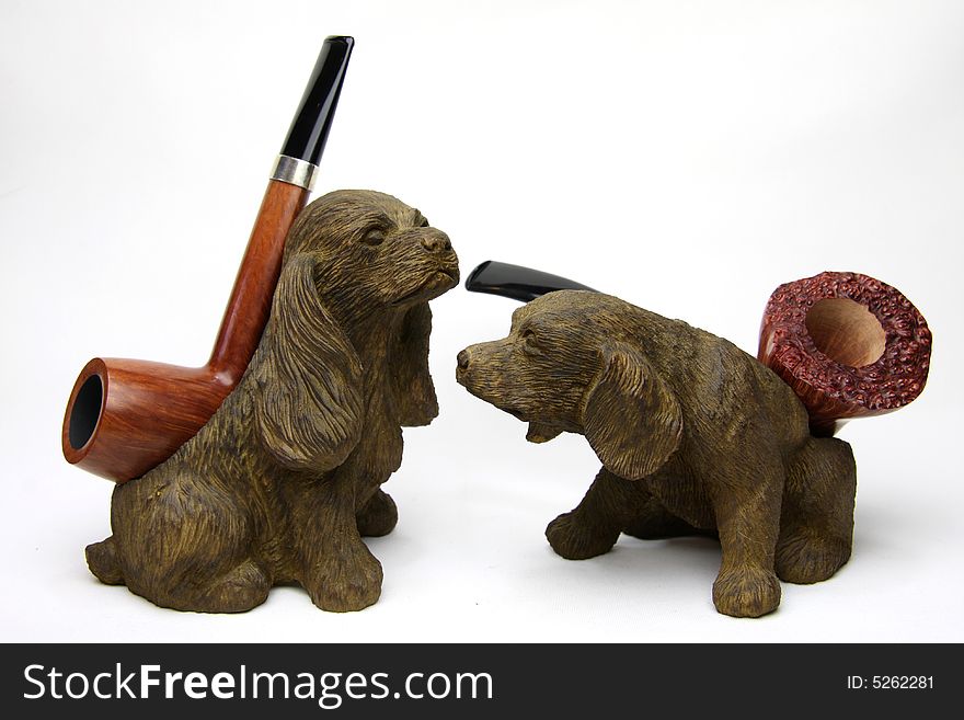 Two tobacco pipes on white background.