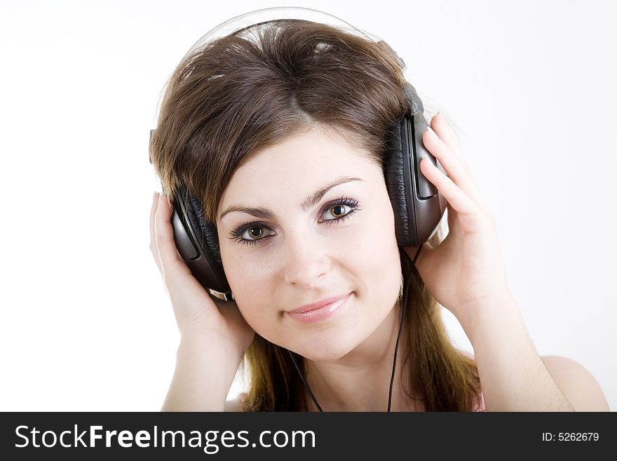 An image of nice woman listening to music. An image of nice woman listening to music