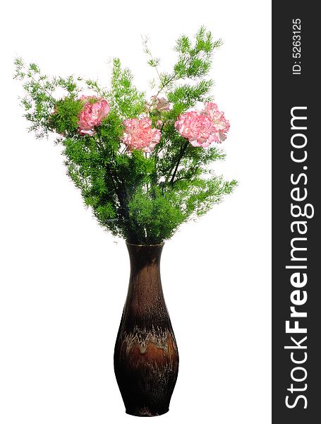 A Vase With  Flowers  Isolated