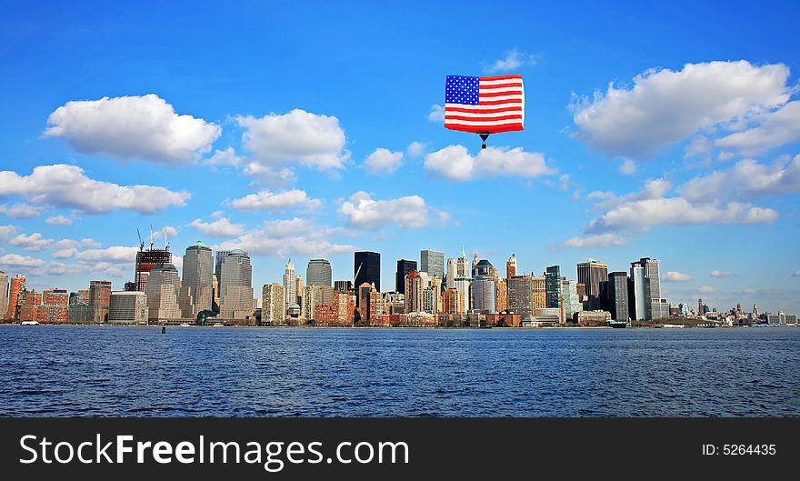 The Lower Manhattan Skyline viewed from Liberty Park