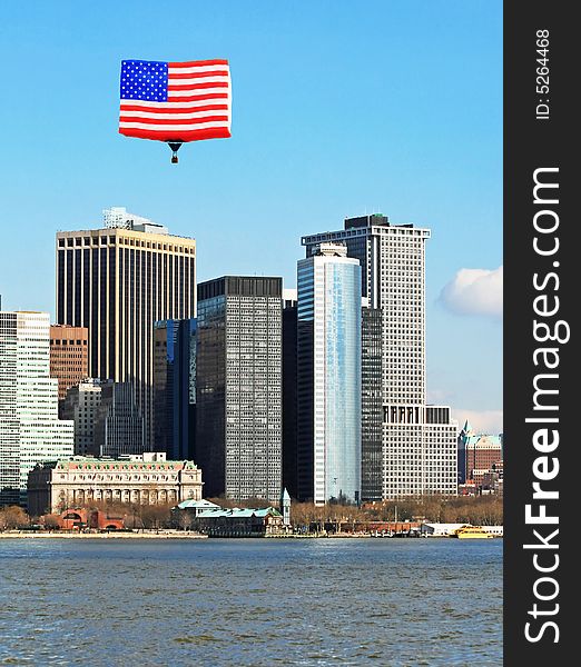 The Lower Manhattan Skyline viewed from Liberty Park