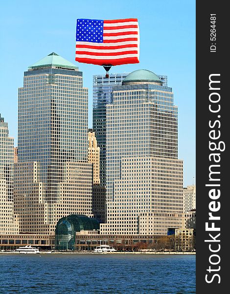 The Lower Manhattan Skyline viewed from Liberty Park