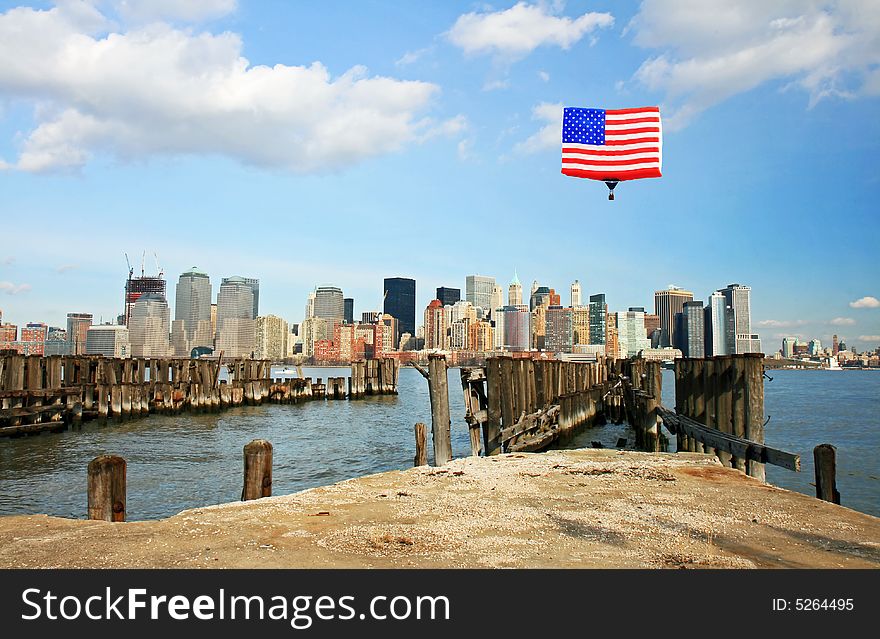 The Lower Manhattan Skyline viewed from Liberty Park